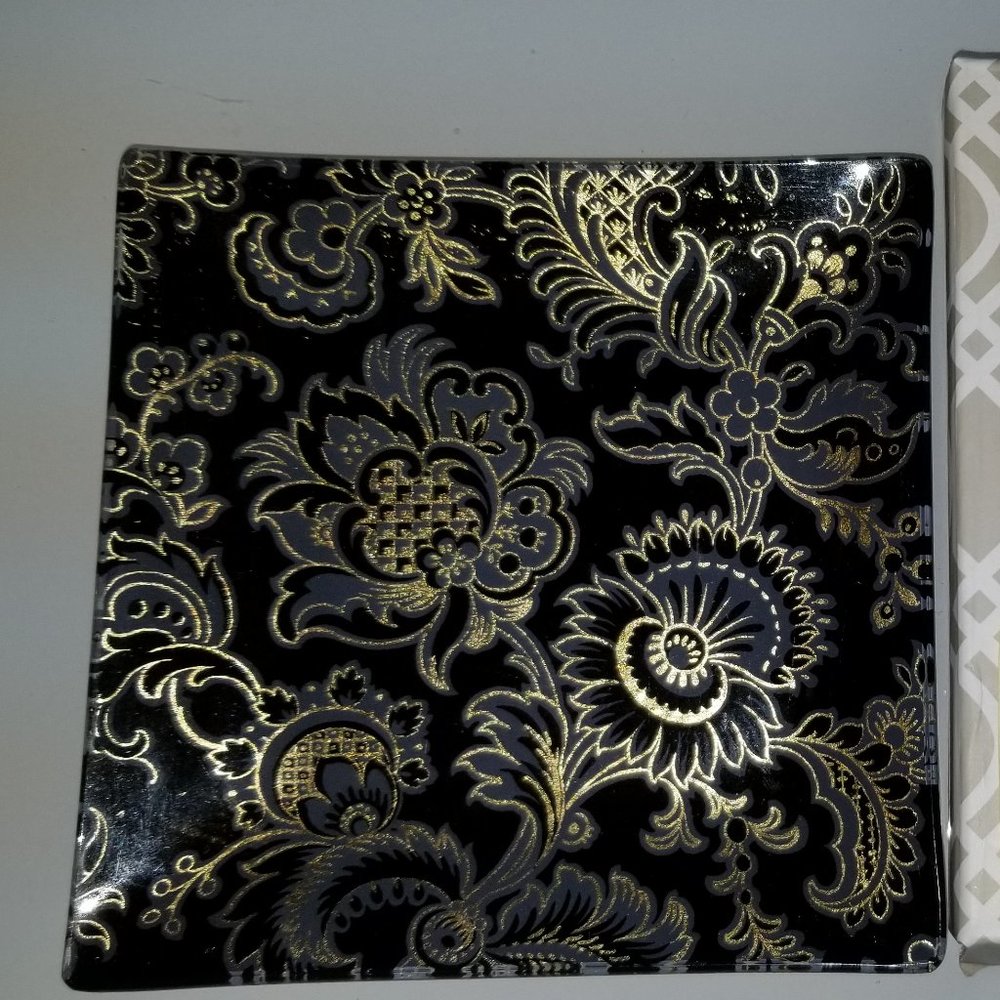#2003 NIB Fringe Studio Black Gold Jacob Foil Tray
